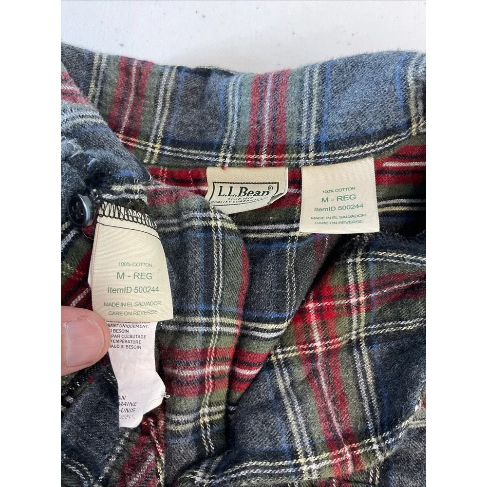 L.L.Bean Men's Scotch Plaid Flannel Pajama Set Gray Red Preppy Classic M‎ Cozy